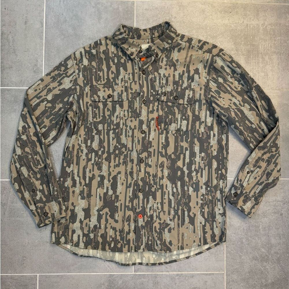 Duck Camp Premium Wingshooting Long Sleeve Shirt Men's Large Woodland Camo